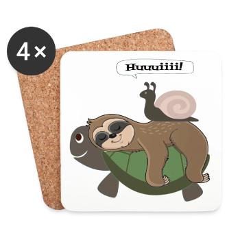 Snail Sloth Turtle - Coasters (set of 4) - white - Front