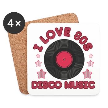 Funny retro i love 80s disco music pop gift - Dessous de verre (lot de 4) - blanc - Devant