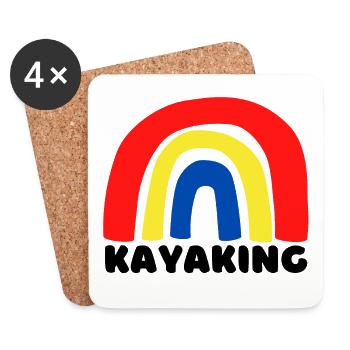 Kayaking Rainbow. - Coasters (set of 4) - white - Front