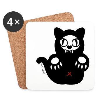 Ghost Cat - Untersetzer (4er-Set) - Weiß - Vorne