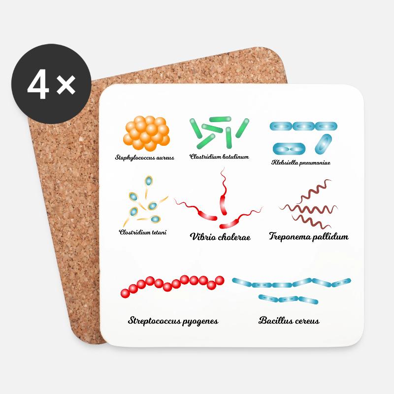 Berühmte Bakterien - Pathogene - Untersetzer (4er-Set) - Weiß