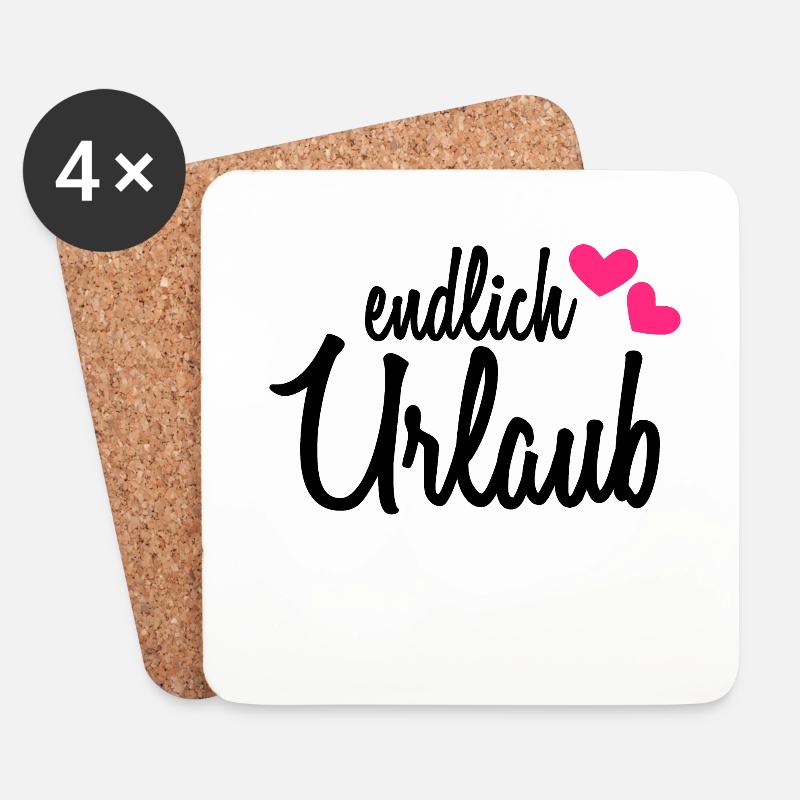 Endlich Urlaub - Untersetzer (4er-Set) - Weiß