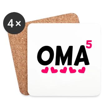 Fünffache Oma - 5 Enkelkinder - Untersetzer (4er-Set) - Weiß - Vorne