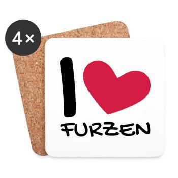 Ich liebe Furzen - Untersetzer (4er-Set) - Weiß - Vorne