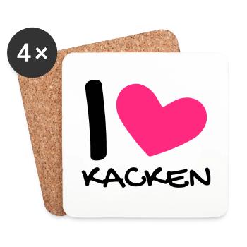 Ich liebe Kacken - Untersetzer (4er-Set) - Weiß - Vorne