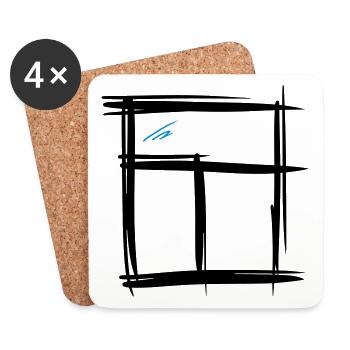 Window, hand-drawn, pencil drawing - Coasters (set of 4) - white - Front