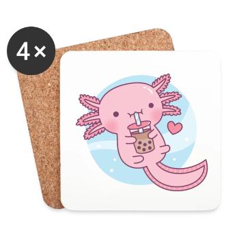 Süßer Axolotl liebt Bubble Tea - Untersetzer (4er-Set) - Weiß - Vorne