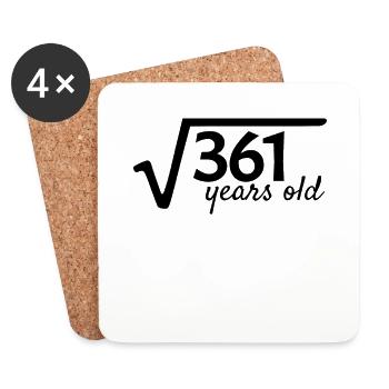 19e anniversaire - 19 ans Racine Mathématiques - Dessous de verre (lot de 4) - blanc - Devant