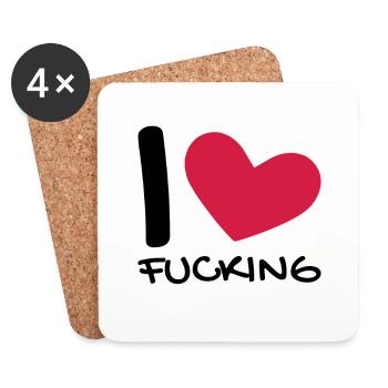 I love - Coasters (set of 4) - white - Front