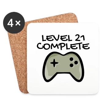 21e anniversaire - Gamer 21 - 21 ans cadeau - Dessous de verre (lot de 4) - blanc - Devant