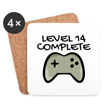 14e anniversaire - Gamer 14 - 14 ans cadeau - Dessous de verre (lot de 4) - blanc - Devant