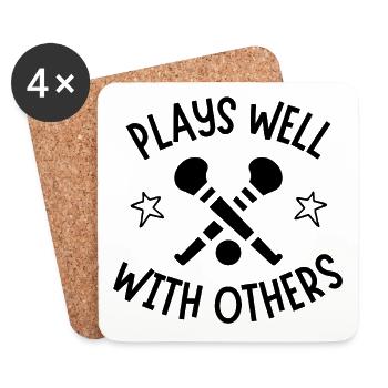 Hurling: Spielt gut mit anderen. - Untersetzer (4er-Set) - Weiß - Vorne