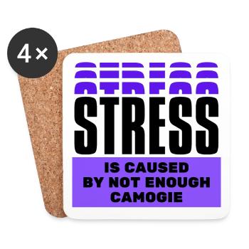 Le stress est causé par un manque de camogie - Dessous de verre (lot de 4) - blanc - Devant