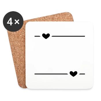Ligne Cœur Noir - Dessous de verre (lot de 4) - blanc - Devant