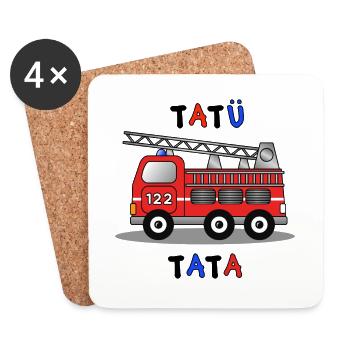 Feuerwehrauto - Untersetzer (4er-Set) - Weiß - Vorne