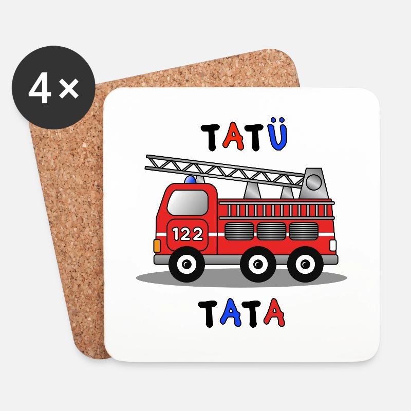 Feuerwehrauto - Untersetzer (4er-Set) - Weiß