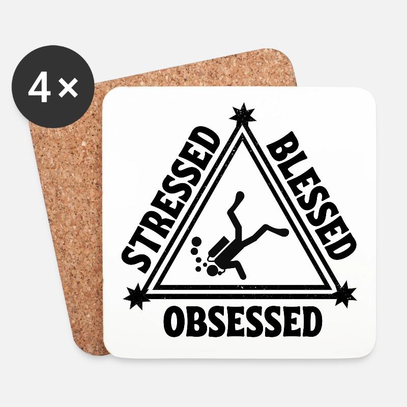 Scuba diving: Stressed. Blessed. Obsessed. - Coasters (set of 4) - white