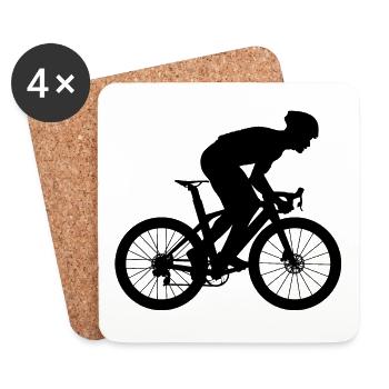 racing cyclist road bike bicycle Kolarz rowerzysta - Coasters (set of 4) - white - Front