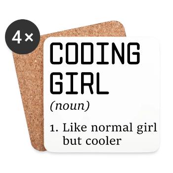 Coding Girl Definition Noun Software Developer Pro - Untersetzer (4er-Set) - Weiß - Vorne
