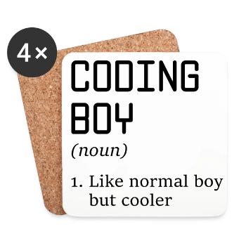 Coding Boy Definition Noun Software Developer Prog - Untersetzer (4er-Set) - Weiß - Vorne