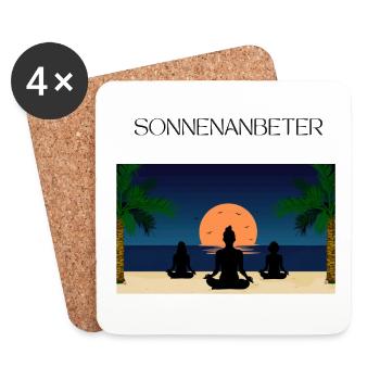 Sonnenanbeter - Untersetzer (4er-Set) - Weiß - Vorne