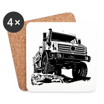 Unimog - Oldtimer - Offroad - Universal motor device - Coasters (set of 4) - white - Front