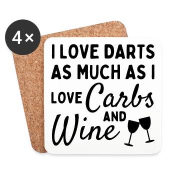 Ich liebe Darts genauso wie Kohlenhydrate und Wein - Untersetzer (4er-Set) - Weiß - Vorne