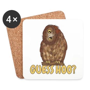 Eule Guess Hoo - Untersetzer (4er-Set) - Weiß - Vorne