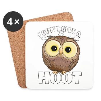 I Don't Give A Hoot Süße Glotzende Eule Glotzaugen - Untersetzer (4er-Set) - Weiß - Vorne