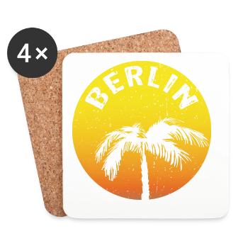 Berlin revendique rond avec palmier - Dessous de verre (lot de 4) - blanc - Devant