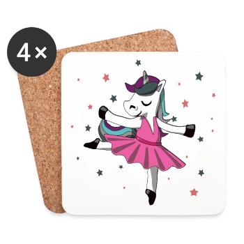 Unicorn dancing * Unicorn * Ballet - Coasters (set of 4) - white - Front