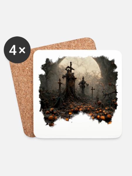Halloween - Untersetzer (4er-Set) - Weiß