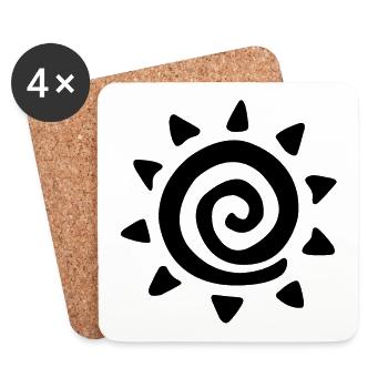 Einfache Sonnenzeichnung, Mantra-Symbol - Untersetzer (4er-Set) - Weiß - Vorne