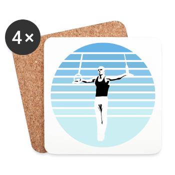 Gymnastics, Gymnasts on Rings, Gymnastics - Coasters (set of 4) - white - Front