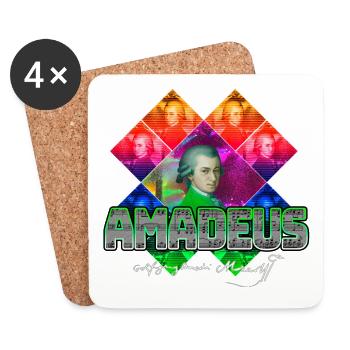 Mozart Pop Art | Wolfgang Amadeus Mozart Gift - Coasters (set of 4) - white - Front