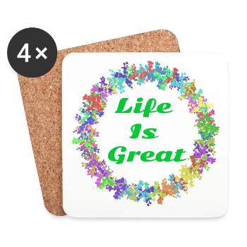 Life is great! - Coasters (set of 4) - white - Front