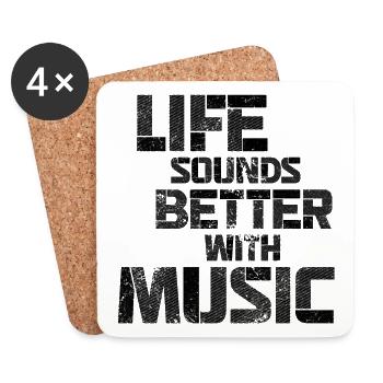 Life Sounds Better With Music - Coasters (set of 4) - white - Front