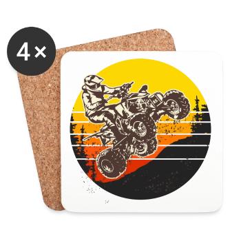 motocross quad motorcycle cross motorcycles quad - Coasters (set of 4) - white - Front