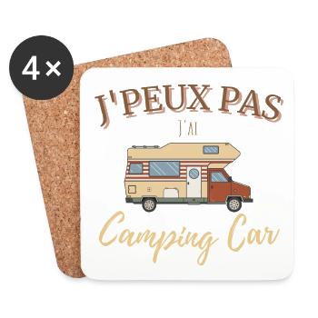 J'peux pas j'ai Camping Car vintage - Dessous de verre (lot de 4) - blanc - Devant