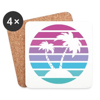 Palm Island Retro Sun - Coasters (set of 4) - white - Front