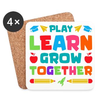 Play Learn Grow Together Daycare Provider Babysit - Untersetzer (4er-Set) - Weiß - Vorne
