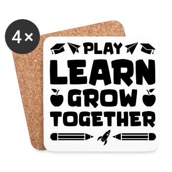 Play Learn Grow Together Daycare Provider Babysit - Untersetzer (4er-Set) - Weiß - Vorne