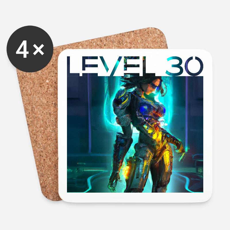 Gaming Heldin - LEVEL 30 - Untersetzer (4er-Set) - Weiß