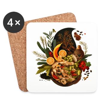 Vegan Plate Gift - Coasters (set of 4) - white - Front