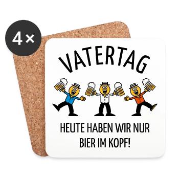 Vatertag – Bier Im Kopf (Karikatur Tanz / 5C / B) - Untersetzer (4er-Set) - Weiß - Vorne