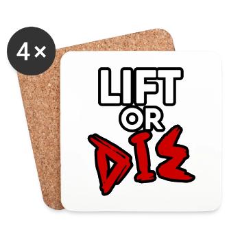 Lift or Die Word Design - Motivational Fitness Art - Dessous de verre (lot de 4) - blanc - Devant