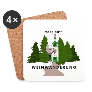 "Vorsicht Weinwanderung" - Untersetzer (4er-Set) - Weiß - Vorne