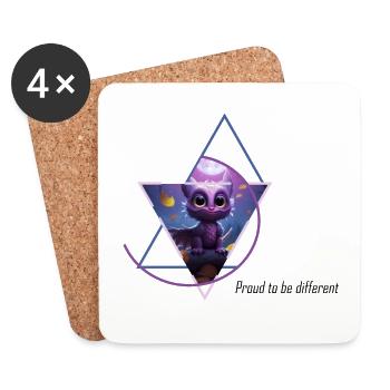 Hybride hibou-dragon - Dessous de verre (lot de 4) - blanc - Devant