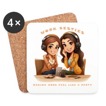 Arbeit, Besties, Besties, damit sich die Arbeit wie ein Teil anfühlt - Untersetzer (4er-Set) - Weiß - Vorne