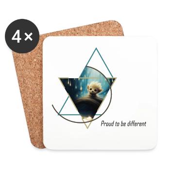 Hybride paresseux-ours fluffy - Dessous de verre (lot de 4) - blanc - Devant